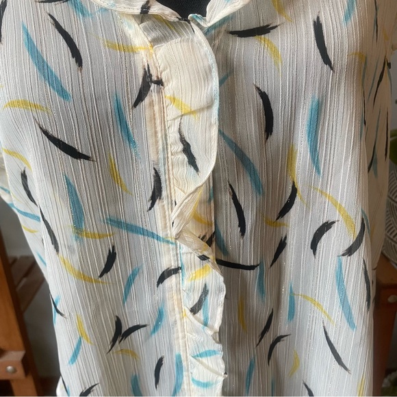 DKNY- NWT Semi Sheer Blouse with Ruffle Detailing - Picture 4 of 11